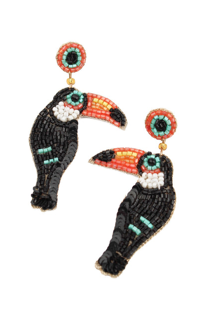 TOUCAN BIRD BEADED EARRINGS