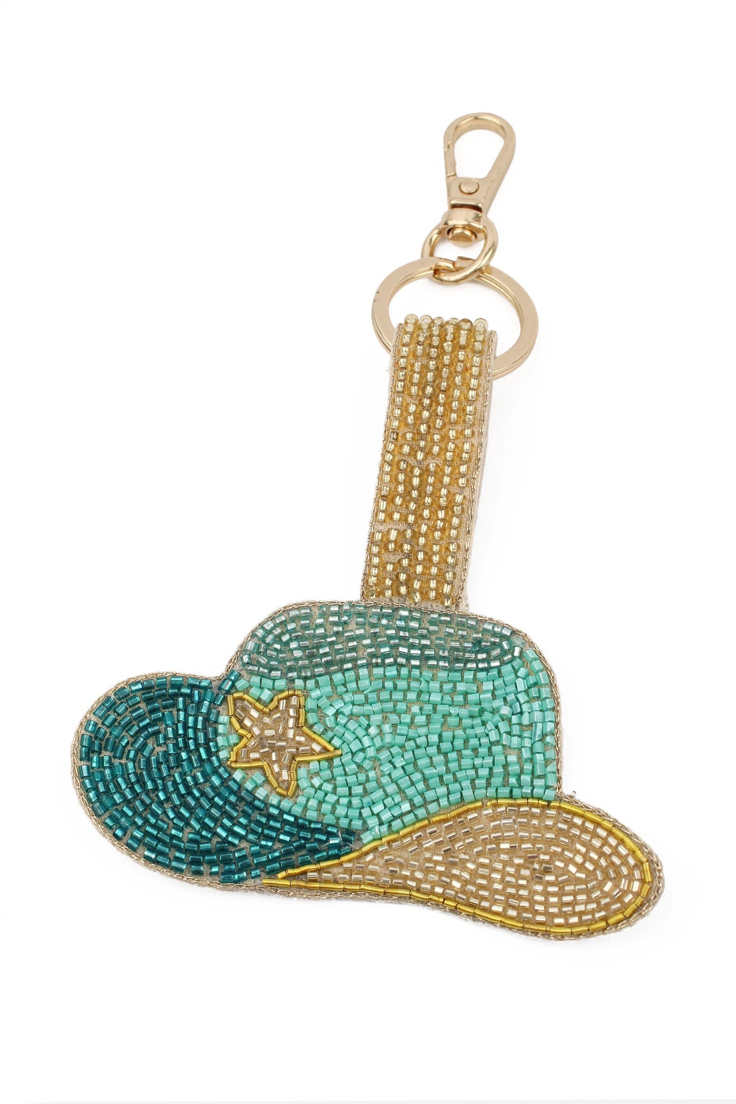 TURQUOISE COWGIRL HAT KEYRING/BAG CHARM