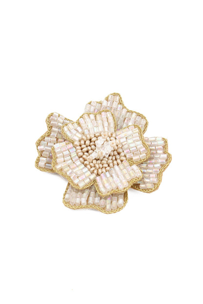 WHITE LARGE FLOWER BROOCH