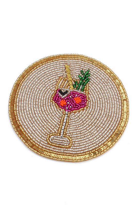 SILVER PINK FIZZ COCKTAIL COASTER