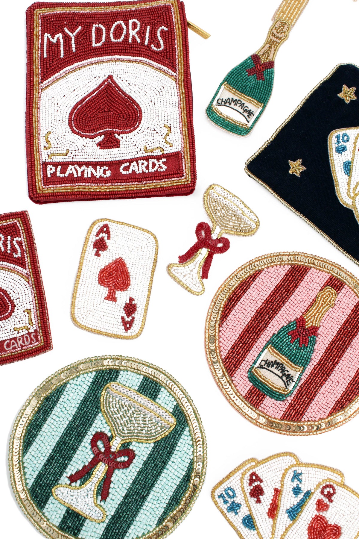 MY DORIS PLAYING CARDS BEADED POUCH