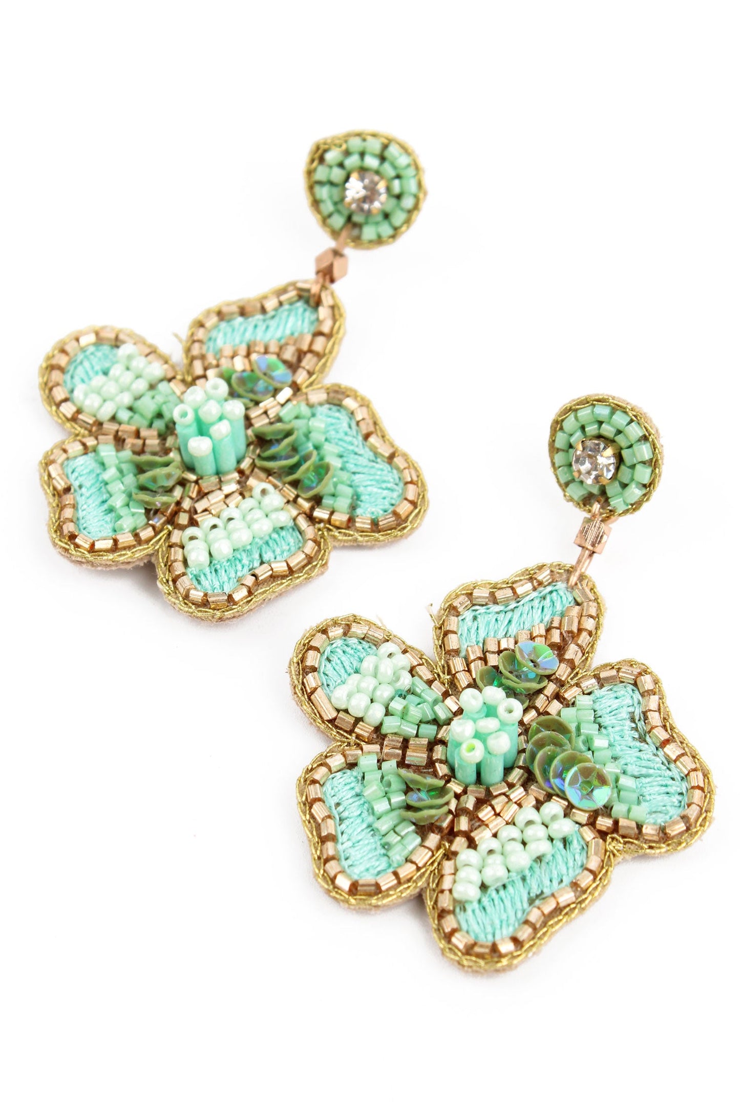 MINT GREEN FLOWER EARRING