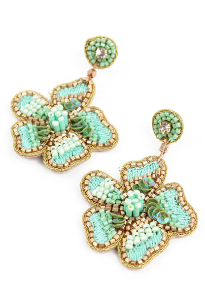 MINT GREEN FLOWER EARRING